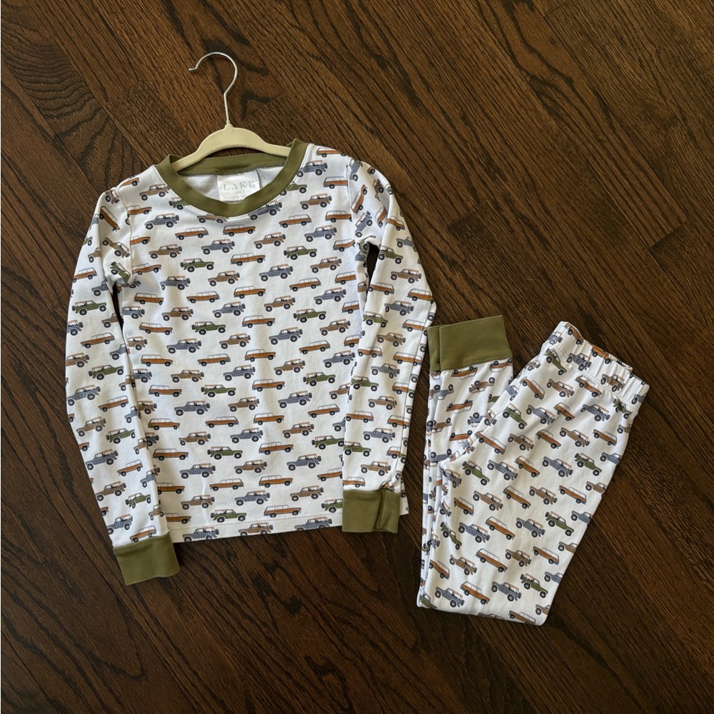 LAKE Pajamas Kids Pajama Set - Off Road Cruisers Trucks Print - Size 7 EUC